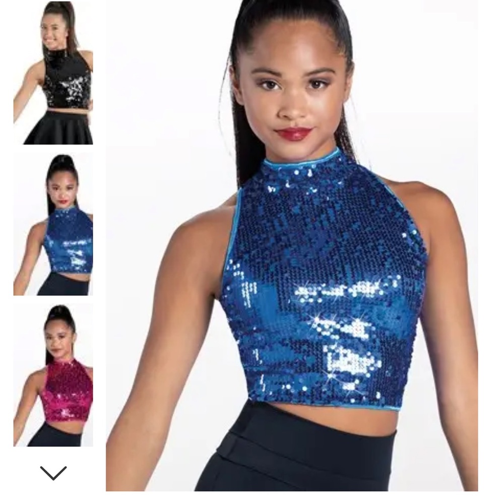 Balera Blue Sequin Crop Tank Top Costume